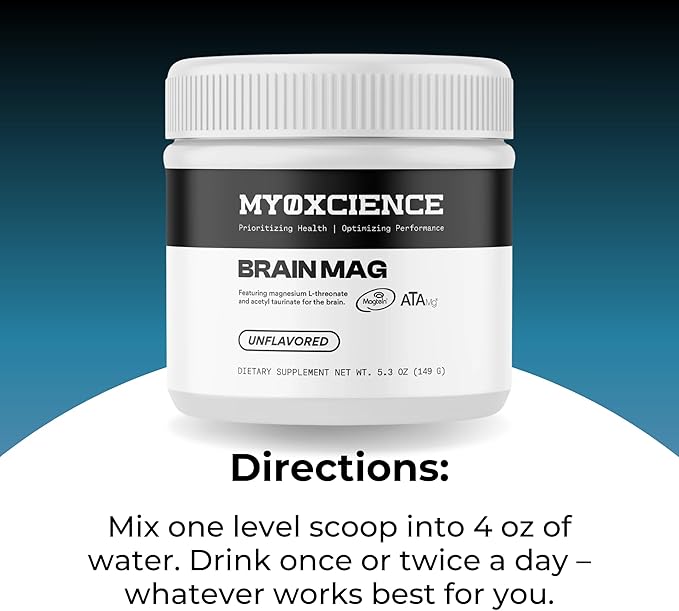 MYOXCIENCE Brain Mag | Magnesium L-Threonate Magtein & Magnesium Glycinate Powder (Unflavored) (60 Servings)