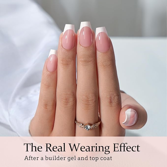 BTArtboxnails French Gel Nail Tips - French Tip Press on Nails Pink Short Coffin XCOATTIPS for Nail Extensions