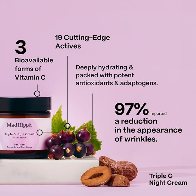 Mad Hippie Travel Essentials – Vitamin C Serum, Triple C Night Cream, Super A Serum + Jelly Cleanser in a 100% Recycled Toiletries Bag, Cruelty-Free