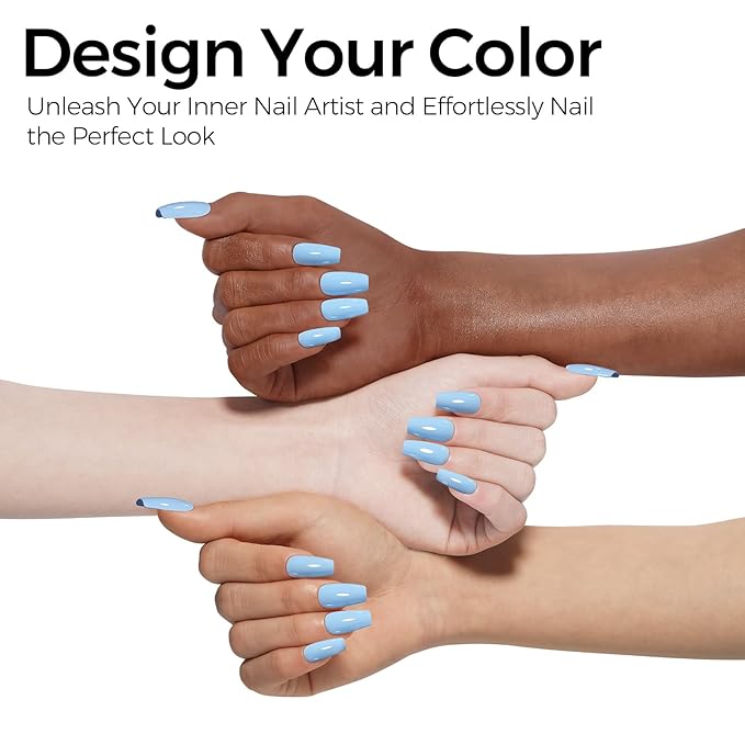 TOMICCA Blue Gel Polish - Sky Blue Macarons Nail Polish, Fast Dry, Soft Candy Pastel Nail Art, French Manicure Salon DIY