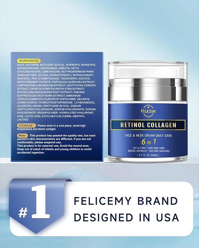6-in-1 Face Cream for Men, Mens Face Moisturizer, Anti-Aging Face Cream for Men with Retinol Collagen & Hyaluronic Acid, Eye Bags & Dark Spot Remover, After Shave Lotion 1.7 Fl Oz