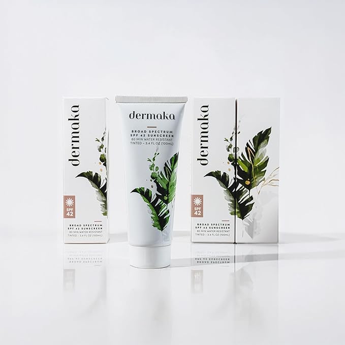 Dermaka Tinted Sunscreen SPF 42 for Face & Body – 2-in-1 Lightly Tinted Mineral Sunscreen with Zinc Oxide & Titanium Dioxide – Skin Soothing, Water-Resistant 80 Min, 3.4 oz