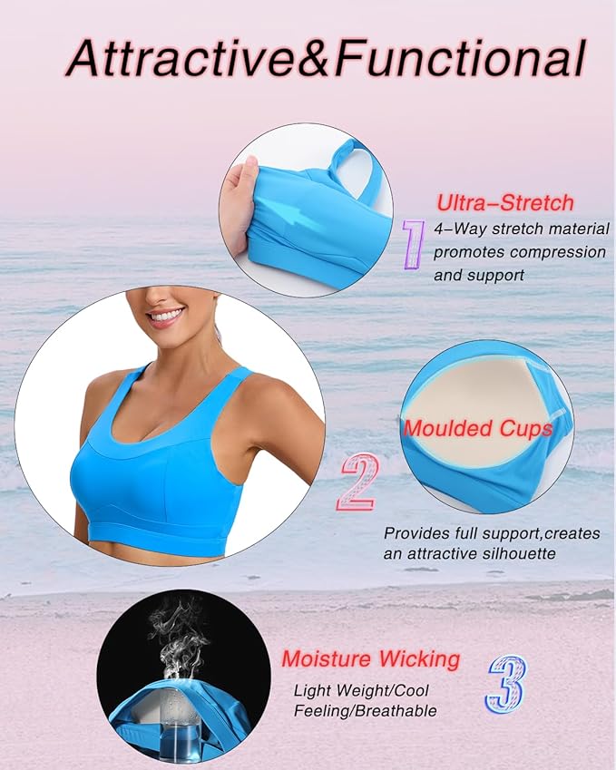 RUNNING GIRL High Impact Sports Bras for Women,Racerback Running Bra Workout Crop Tank Tops Longline Sports Bra Push up