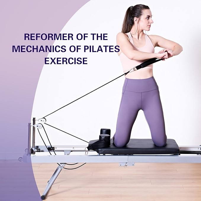 DlandHome Pilates Reformer, Foldable Pilates Reformer Machine with Springs & Resistance, Suitable for Advanced and Beginners Users Adjustable Pilates Equipment for Full-Body Home Workout Up to 330 lbs