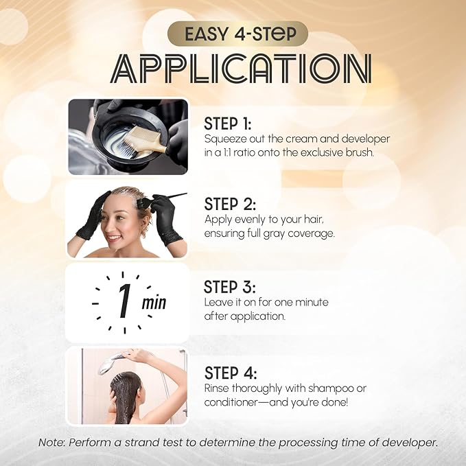 Herbishh Rapid Infusion Hair Color Cream – 4N Natural Brown Hair Dye Permanent One Minute with Comb Applicator, Hair Color for Gray Hair Coverage, Ammonia-Free, Patented Korean Technology, 2.03 fl. Oz