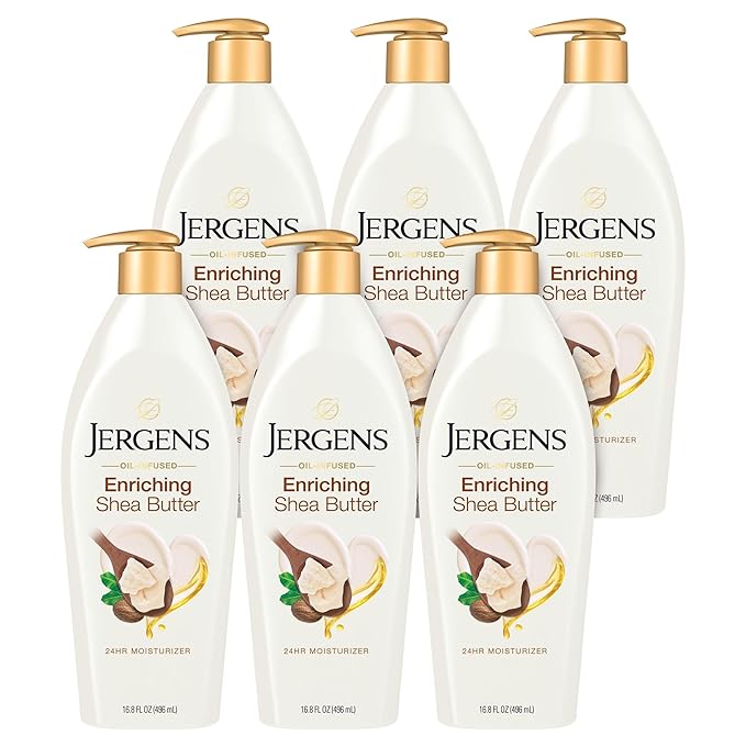 Jergens Shea Butter Hand and Body Lotion, Deep Conditioning Moisturizer, 3X More Radiant Skin, with Pure Shea Butter, Dermatologist Tested, 26.5 oz, 6 Pack
