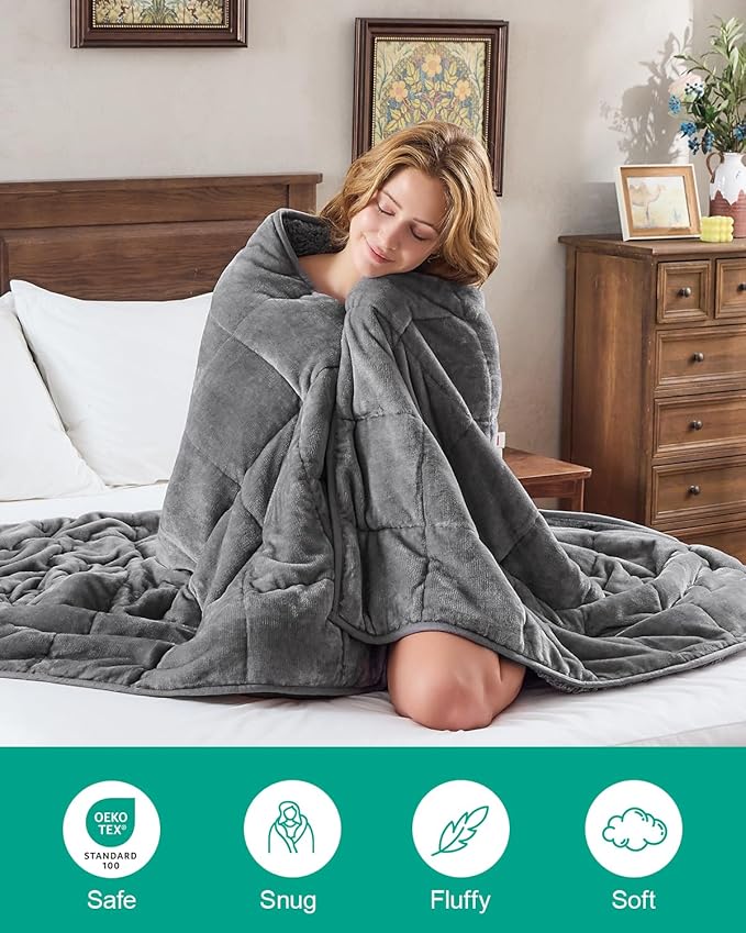 Super Fuzzy Soft Sherpa Fleece Weighted Blanket, 12 lbs Dual Sided Fluffy Heavy Weighted Blankets for Adults - No Bunching with Double Layers of Soft Inner Lining (48"x 72", 12 Pounds)