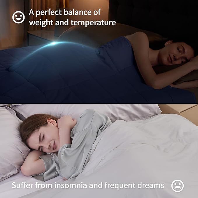 Weighted Blanket Queen Size (60"x80" 25lbs),Ultra Soft and Cozy Cooling Weighted Blanket Queen Size for Adult,Heavy Blanket with Machine Washable Soft Blanket, Blue