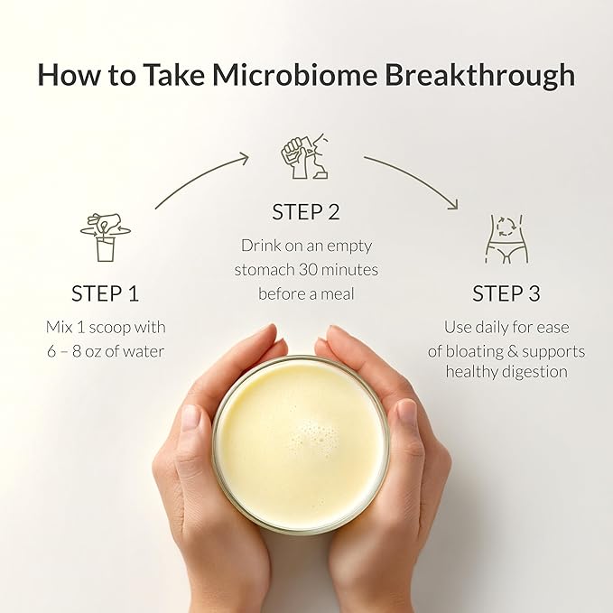 Microbiome Breakthrough Repair Powder - Vegetarian Vanilla - Contains Probiotics for Men and Women - Gas & Bloating Relief - GI Revive - Improves Gut Health - 30 Servings - 150g