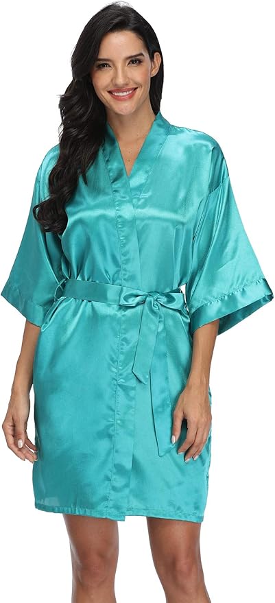 Women's Pure Short Silky Robes Bridesmaid Bride Party Satin Robes Sleepwear