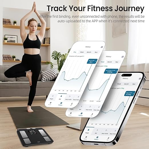 Smart Scale for Body Weight 8-Electrode Digital Weight Scale for Body Fat Bathroom Scale with BMI Full Body Composition Analysis with Bluetooth Health Monitor for Weight Loss, 400lb