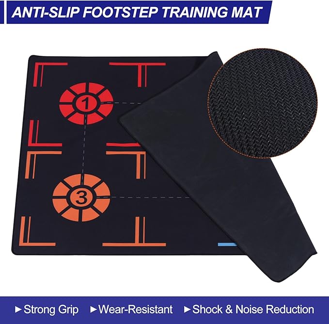 Patikil Basketball Training Mat - Rubber Basketball Footstep Pad Non-Slip Training System with Point Reminder and Pace Ball Control Player Foot Grip