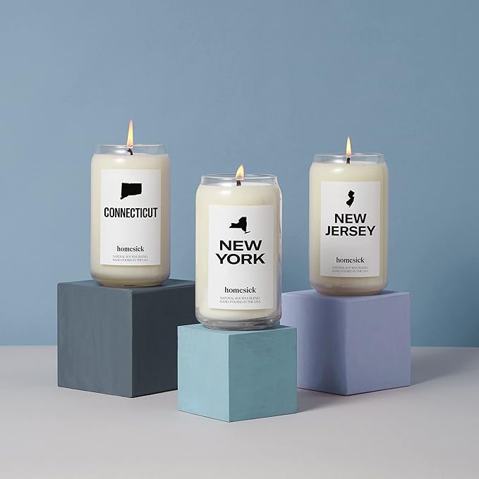Homesick Premium Scented Candle, Connecticut - Scents of Nutmeg, Lemon, Eucalyptus, 13.75 oz, 60-80 Hour Burn, Natural Soy Blend Candle Home Decor, Relaxing Aromatherapy Candle