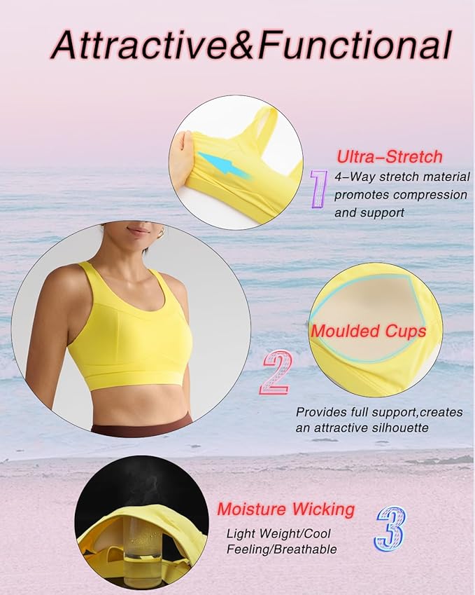 RUNNING GIRL High Impact Sports Bras for Women,Racerback Running Bra Workout Crop Tank Tops Longline Sports Bra Push up