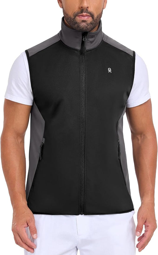 Little Donkey Andy Men's Water-resistant Outerwear Vests, Stretch Windproof Vest for Cycling, Running, Golf