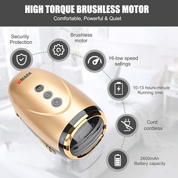 Professional Haircut Massager/Cordless Handheld Massager, Vibration Neck/Legs/Hands/face Massager, 2 Massage nodes 2600AMH（Golden）