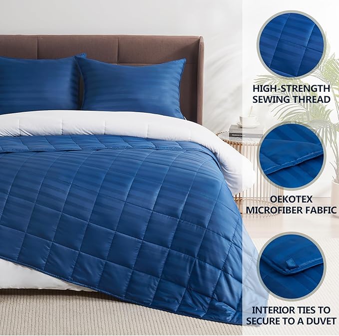 Weighted Blanket Queen/King Size (80"x87" 20lbs),Ultra Soft and Cozy Cooling Weighted Blanket for Adult,Heavy Blanket with Machine Washable Soft Blanket, Navy Blue