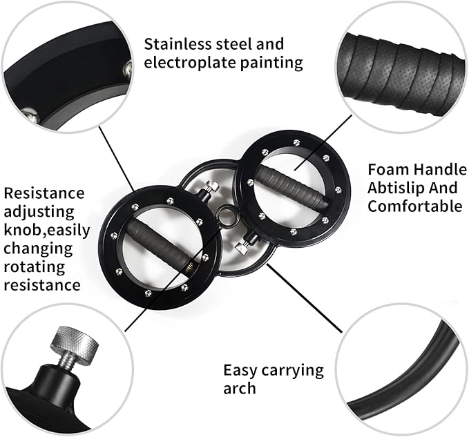 FIITY 18 Pounds Resistance Adjustable Rotator Machine for Upper Body Strength Training, 360 Degree Rotating Grips, Multifunctional Spinning Burn Machine for Forearm Trainer, Boxing, Workouts (Black & Sliver)