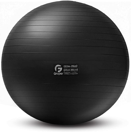 Gruper Yoga Ball and Pilates Ball,4 Sizes Exercise Ball for Fitness, Workout, Pregnancy and Physical Therapy,Quick Pump Included,Great as Yoga Ball Chair for Office or Home Gym Equipment