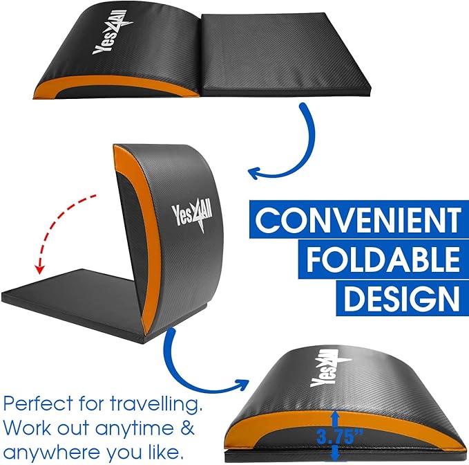 Yes4All Ab Exercise Mat Tailbone & No Tailbone, Foldable Abdominal Sit Up Support Pad, Abs Workout Equipment for Core Training and Lower Back