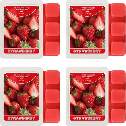 SCENTORINI Scentsy Wax Melts, Strawberry Fragrance Wax Cubes, Soy Wax Melts, 4 Pack, Long-Lasting for Candle Making, Candle Warmer