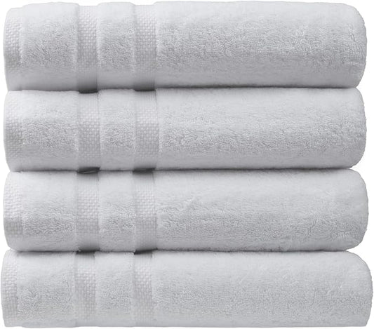 SOFE H&L | Olea Luxury Cotton Turkish Bath Towels Set of 4 White | Premium, Soft, Durable, Absorbent | Hotel Quality Plush Towels and Thick Towel Sets