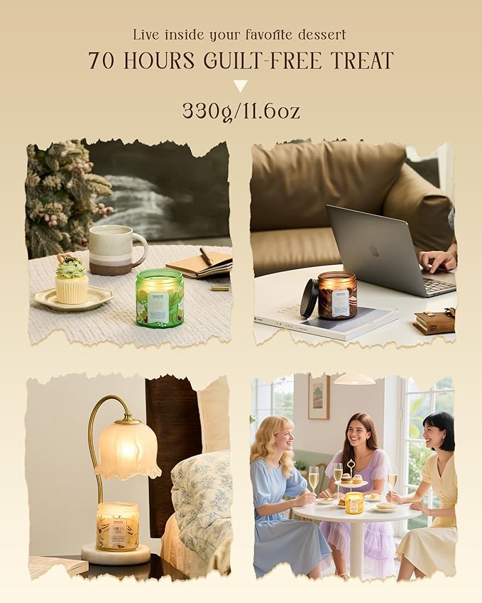 M&SENSE Christmas Candles Cinnamon Apple Scented, Soy Wax 11.6oz 70 Hours Long Lasting Burn, Holiday Candle for Kitchen Dining Room Fall Decor, Winter Relaxing Gifts for Women