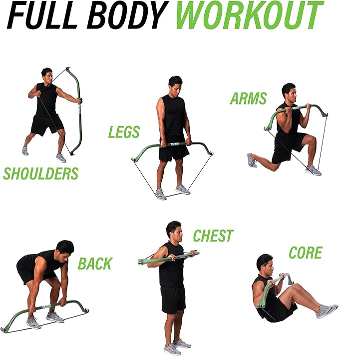 Gorilla Bow Original Portable Home Gym Resistance Bands and Bar System for Travel, Fitness, Weightlifting and Exercise Kit, Full Body Workout Equipment Set