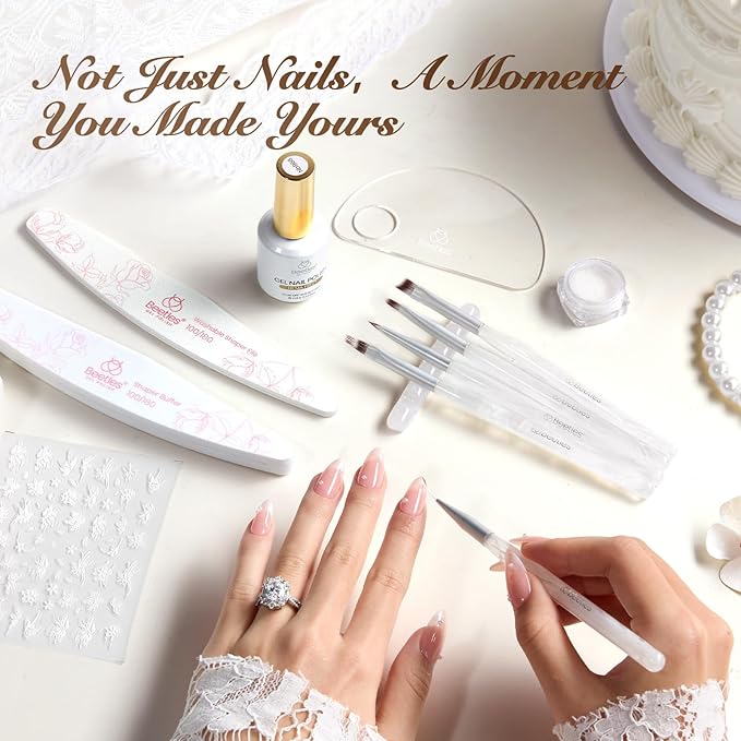 Beetles Wedding Gel Polish Kit – Wedding Beauty 6 Colors Gel Polish, Hema Free 15ml UV LED Soak Off Manicure with Base Coat Top Coat All in an Elegant Gift Box Nail Set for Bride