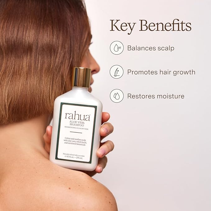 Rahua Aloe Vera Shampoo, Vegan Clarifying Shampoo for Women, Color Safe Hair Care with Aloe Vera, Cucumber Extract, Witch Hazel Oil, Sulfate Free, Balances Oil, Soothes Dry Scalp, 9.3 Fl Oz