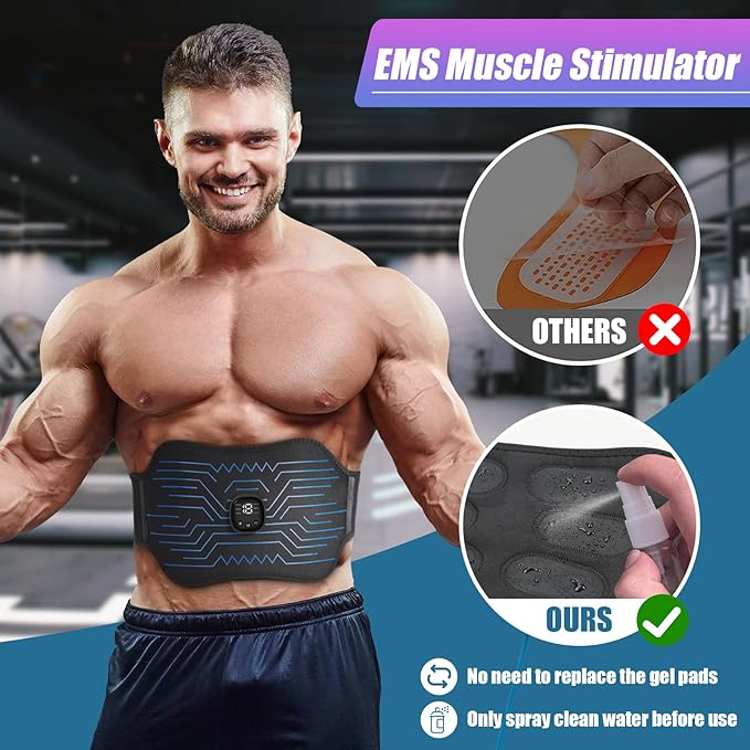 FDA Cleared - Abs Stimulator Muscle Toner, EMS Muscle Stimulator, Fitness Belt Ab Workout Equipment