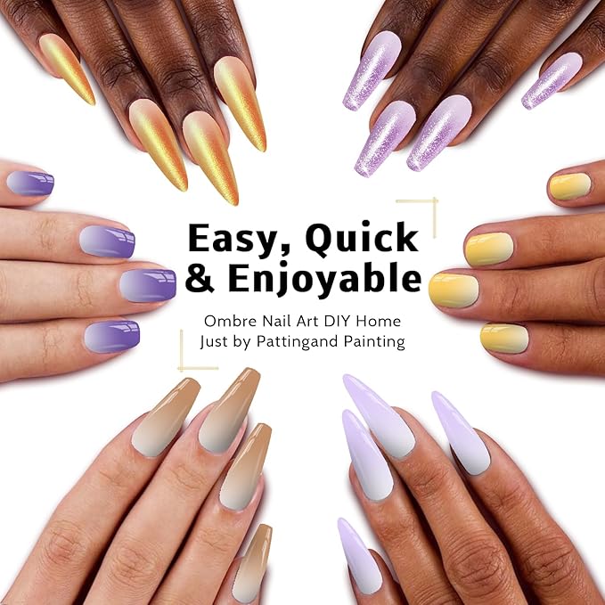 Sponges Pat Gel Nail Polish Palette, 16 Colors Blending Ombre Gel Polish Patting Gradient Painting Nails Art, No Wipe, UV/LED Cured (16 Colors D)