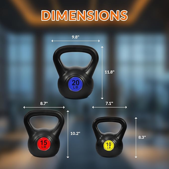 Kettlebell Sets 4 Piece Strength Training Kettlebells Weight Set 5lb, 10lb, 15lb, 20lb Kettlebells