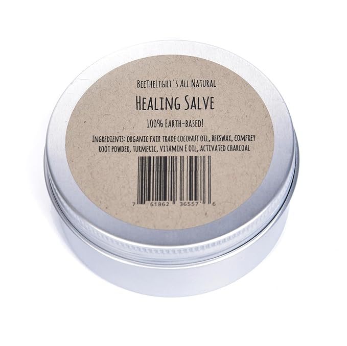 All Purpose Salve, All Natural Healing Skin Balm with Organic Fair Trade Coconut Oil, Beeswax, Comfrey, Turmeric, Vitamin E, Activated Charcoal, Cream for Dry Cracked Hands, Diaper Rash, Itch 4 oz