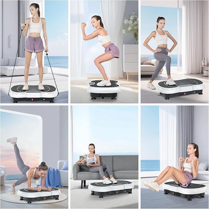 Vibration Plate Exercise Machine for Weight Loss – 100-Speed Platform with Bluetooth Speaker, Remote & Bands, 450 lbs Capacity – Quiet Full Body Workout for Lymphatic Drainage at Home