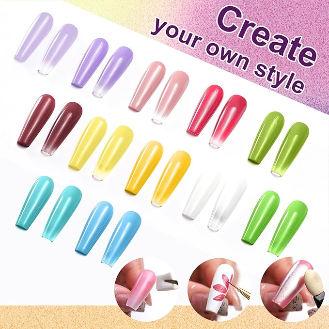 Gradient Painting Gel, 12 Bright Colors Ombre Gel Nail Polish with 100Pcs Nail Sponges &Tweezer for Pigment Pat Nails Aura Nails French Manicure Soak Off UV Set Solar Flare Palette