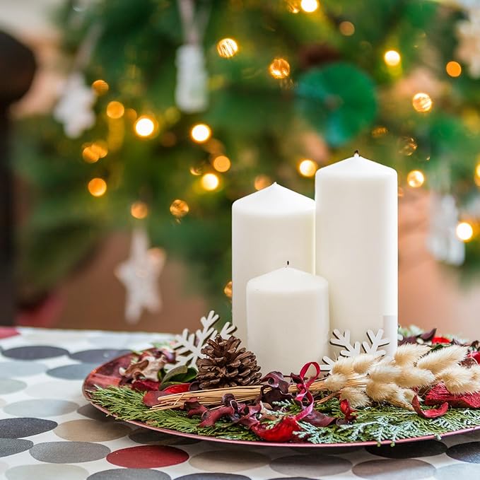 MTLEE 18 Pcs Set of 3 Pillar Candles Bulk 2 in x 3, 6, 8 Long Burning Clean Unscented Smokeless Pillar Candles for Wedding Emergency Lanterns Ceremony Party(Plain White)