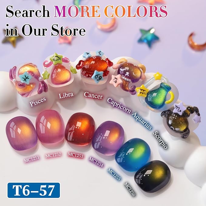 Double Rhythm Jelly Glass Cat Eye Gel Polish with Magnet 15ML Holographic Glitter Shimmer Translucent Sheer Color Magnetic Nail Polish Salon DIY at Home (Golden Blue-MC1255)