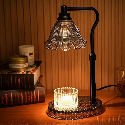 Candle Warmer Lamp with Adjustable Height - Flameless 4-Level Dimmable Wax Warmer, Timer Function & Stylish Design in Multiple Colors（Black）
