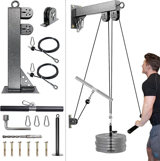 Fitness Wall Mount Pulley System, Weight Cable Pulley System for Gym, Lat Pull Down and Low Row Cable Machine, Cable Station Equipment