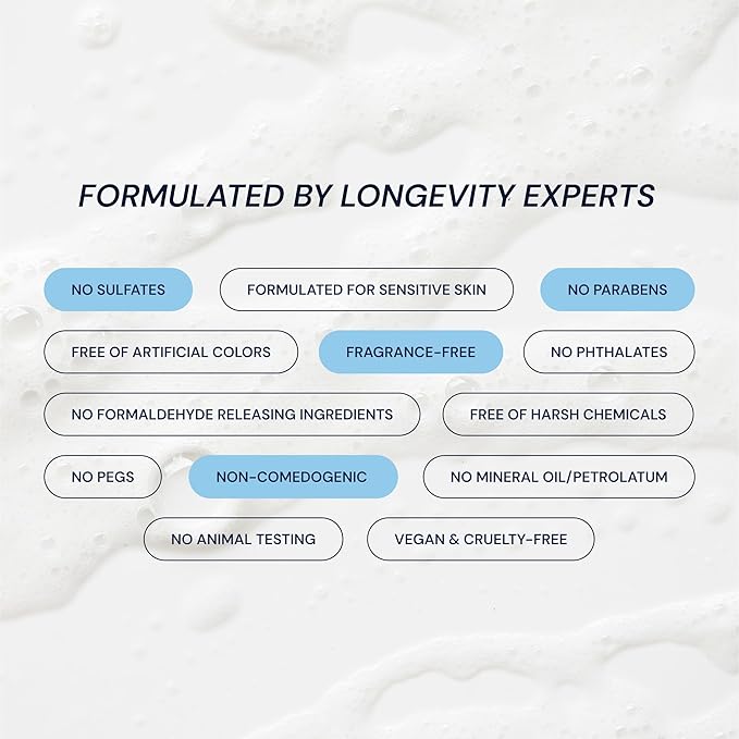 Blueprint Bryan Johnson Gentle Facial Cleanser with SFC & Hyaluronic Acid – Age-Defying Gel Cleanser for Firm, Balanced & Hydrated Skin – Vegan • Fragrance-Free