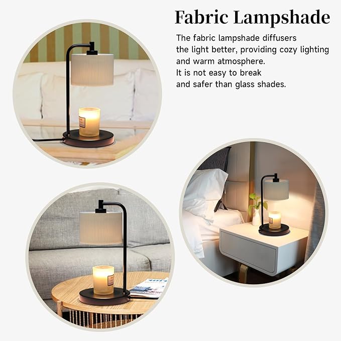 Candle Warmer Lamp with Timer, Dimmable Candle Wax Warmer Electric Candle Lamp for Scented Candles with Bulbs, House Warming Gifts Brithday Gifts Home Decor(Black)