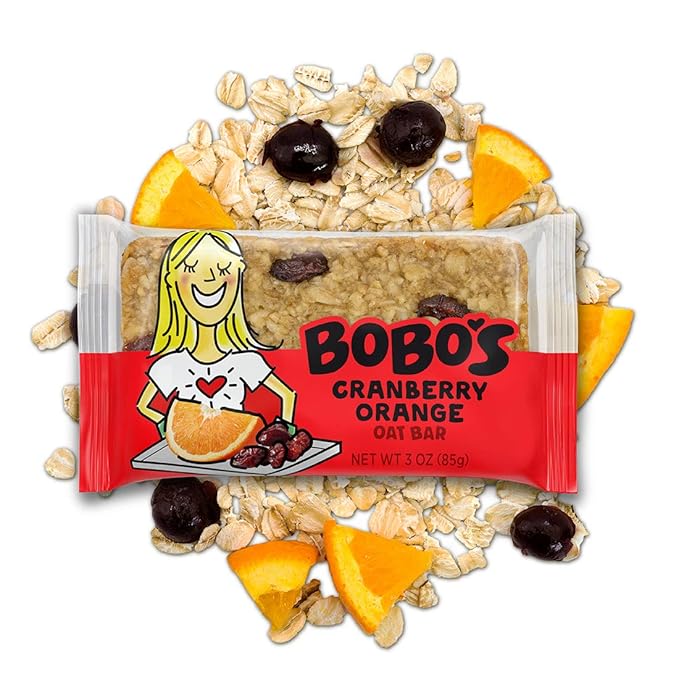 Bobo's Oatmeal Bars, Cranberry Orange, Gluten Free Vegan Whole Grain Oat Bars, Pack of 12