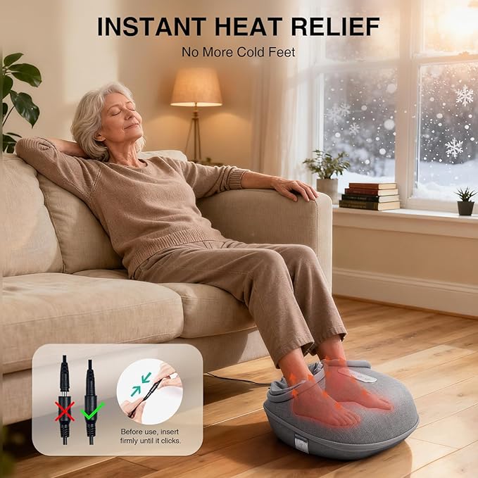 Medcursor Foot Massager Machine with Heat, Shiatsu Deep Kneading, Delivers Relief for Tired Muscles and Plantar, Multi-Level Settings & Adjustable Intensity for Home or Office Use, Gifts for Women Mom