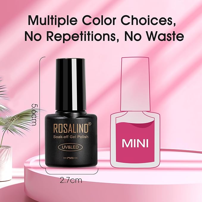 ROSALIND Pink Gel Nail Polish Set, 12 Colors Hot Pink Glitter Pink Gel Polish Gel Polish Set Soak Off Spring Gel Nail Polish Collection