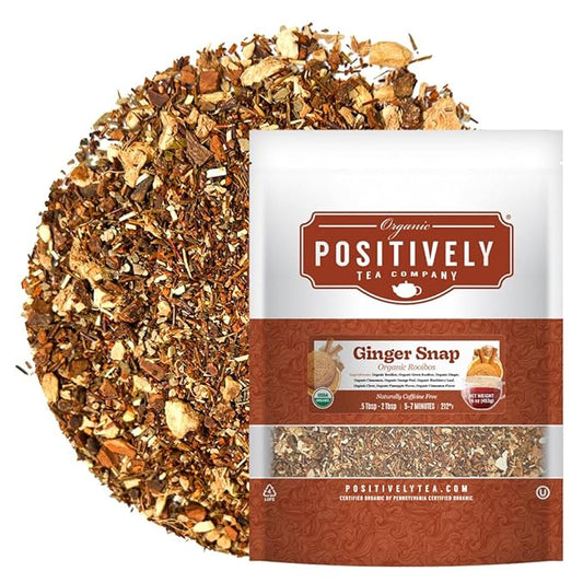Organic Positively Tea Company, Ginger Snap Rooibos Tea, Loose Leaf, 16 Ounce
