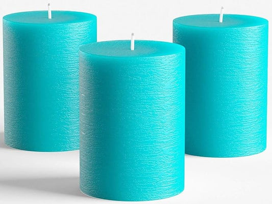 Melt Candle Pillar Candles - Unscented Candles for Home, Church, Weddings, & More - 3" x 4", Turquoise