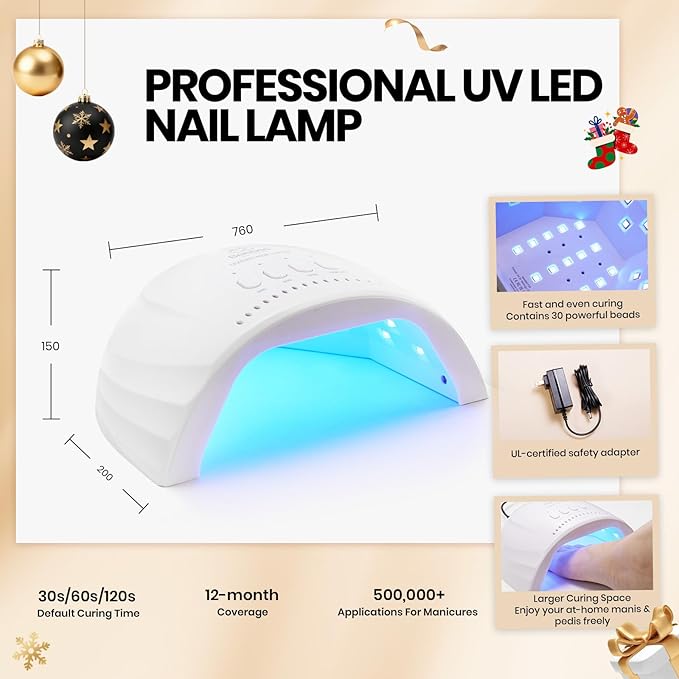 Beetles Gel Nail Polish Kit with U V Light, 75PCS Gel Nail Kit with Base Top Coat 45 Colors Winter Christmas Gel Polish Set Burgundy Red Exquisite Femininity Manicure Home DIY Gifts for Women Teens