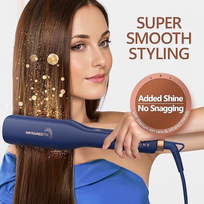 Titanium Flat Iron Hair Straightener | MIRACOMB Professional Straightening Iron Styler with Infrared Light for Straight and Smooth Styles|1.75" Premium 2 in 1 Styling Tool with Digital Heat Settings