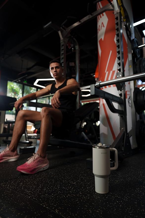 Easy Clean Pro Tumbler - 40 oz Water Bottle with Handle Quick-Disassemble Flip Straw, Leakproof Insulated Stainless Steel, Dishwasher Safe, BPA-Free Gifts for Women & Men